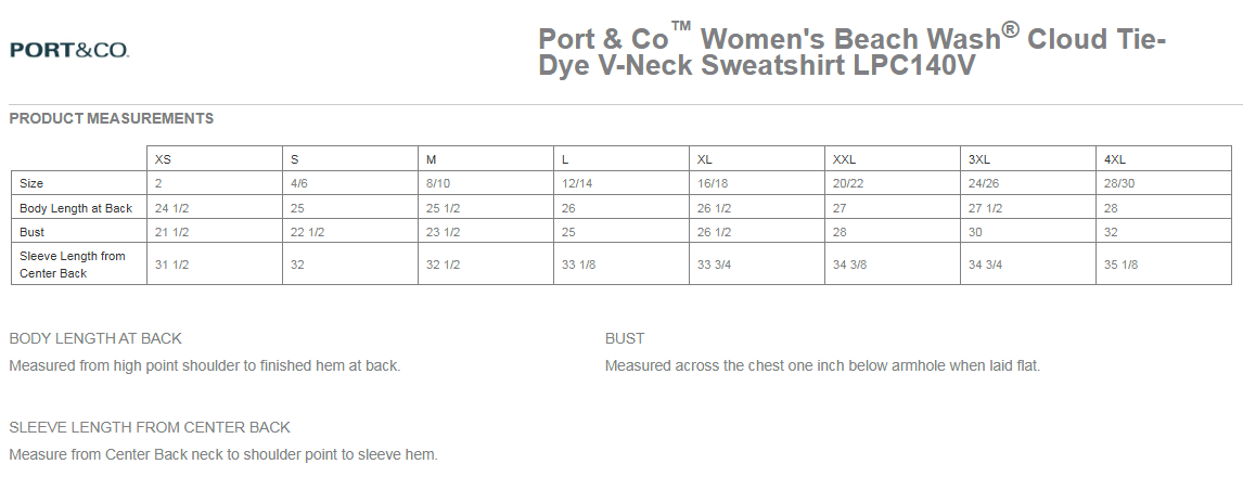 Port & Company® Ladies Beach Wash® Cloud Tie-Dye V-Neck Sweatshirt - LPC140V