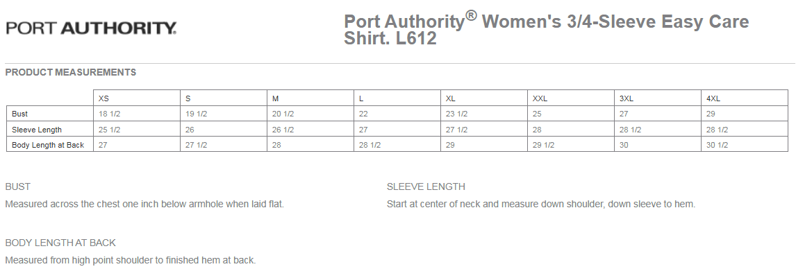 Port Authority® Ladies 3/4-Sleeve Easy Care Shirt - L612