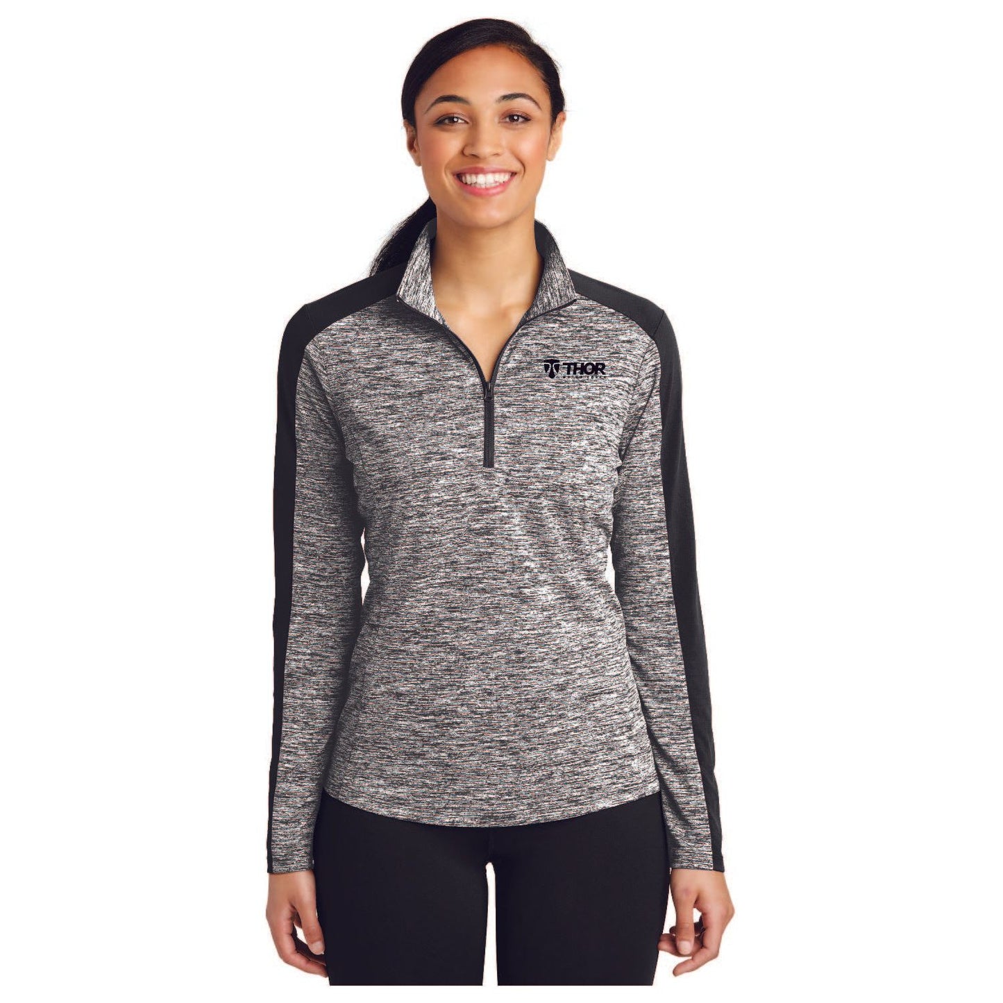 Sport-Tek® Ladies PosiCharge® Electric Heather Colorblock 1/4-Zip Pullover - LST397