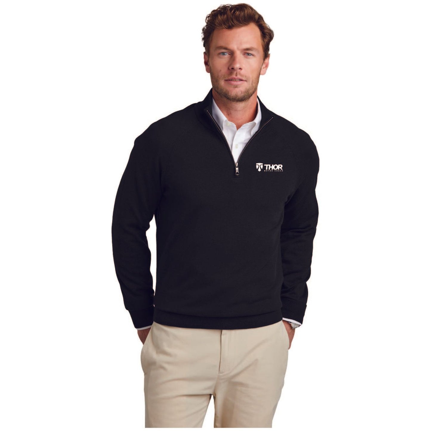 Brooks Brothers® Cotton Stretch 1/4-Zip Sweater - BB18402